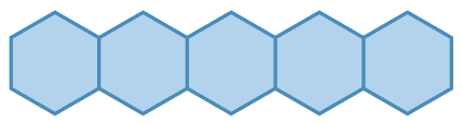 A row of 5 regular hexagons. 