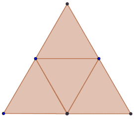 1st tetrahedron net formation is 4 smaller triangles joined together to form a larger equilateral triangle. 