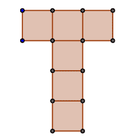 Diagram of a cube net. 6 squares in a formation of a capital letter T 