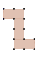 2nd net forms an inverted L shape with 3 squares across the top joining to 3 squares in a column. 