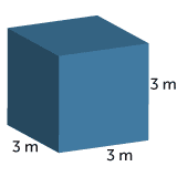 cube measurements, width 3 m by length 3 m by height 3 m