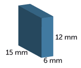 rectangular prism measurements width 6 mm by length 15 mm by height 12 mm 
