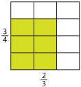 Square with gridlines dividing it into 12 rectangles, 6 of which are shaded.