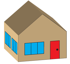 3-dimensional drawing of a simple house