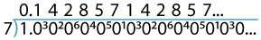 Short division 1/7 giving 0.142857124857