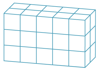 A rectangular prism made of blocks. Dimensions 5 by 2 by 3