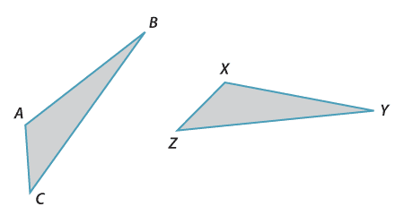 Two identical triangles ABC and XYZ.