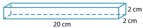 Drawing of a flat prism 20 cm  x 2 cm  x 2 cm.