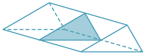 Drawing of a triangular prism with a slice shown in the centre.