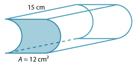 Prism with area of end 12 cm2, height 15 cm.