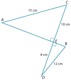 Perpendicular segments CD and AB intersecting at E.