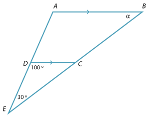 Similar triangles triangle ABE and triangle DCE with D a point on interval AE and C a point on BE.