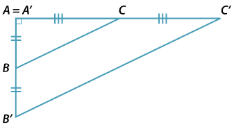 Right-angled triangle A'B'C' with line drawn from B,